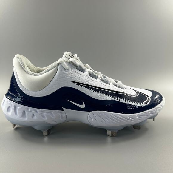 Nike Alpha Huarache Elite 4 Low Men Size 7 White Blue Metal Baseball Cleats NEW - Picture 1 of 6